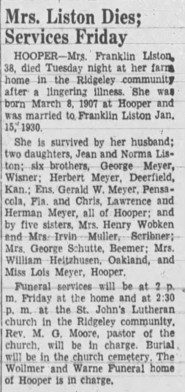 Fremont Tribune 5 Apr 1945 Norma's mother